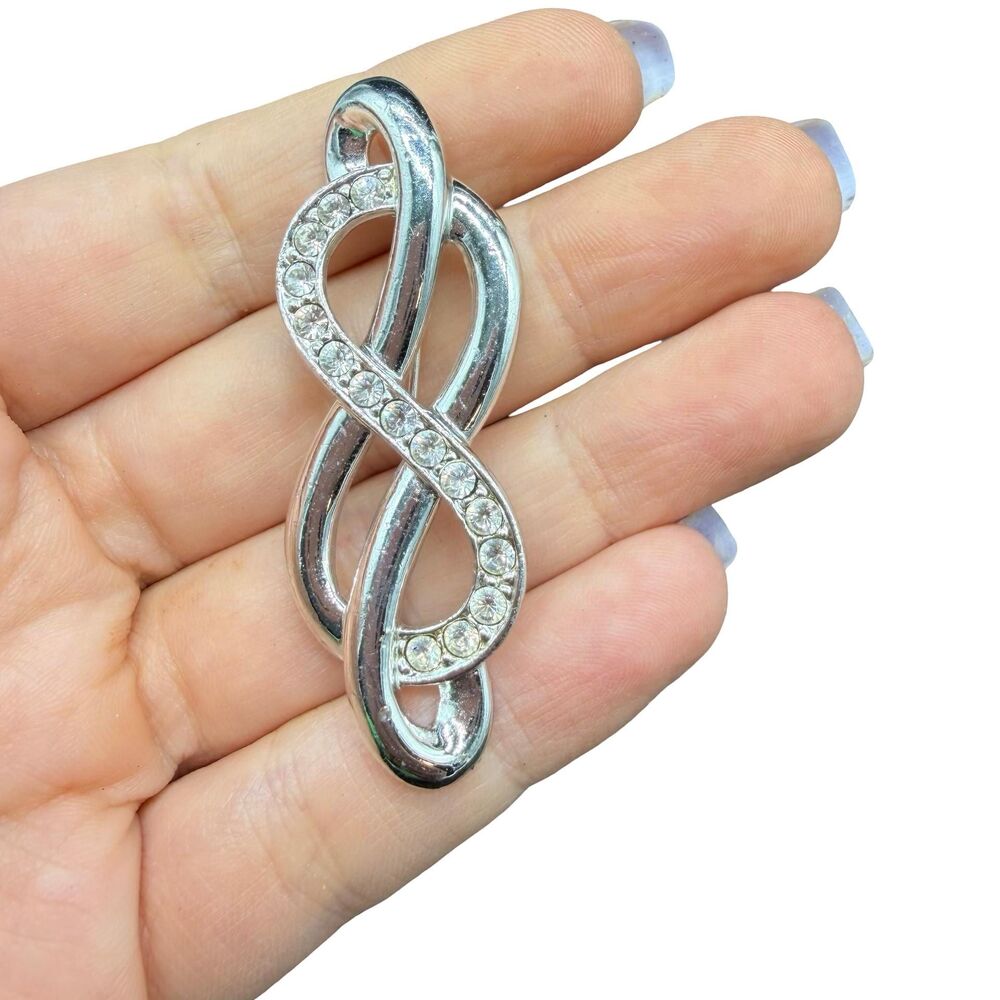 Vintage Jewelry Silver Tone Infinity Loop Brooch Eternal Pin